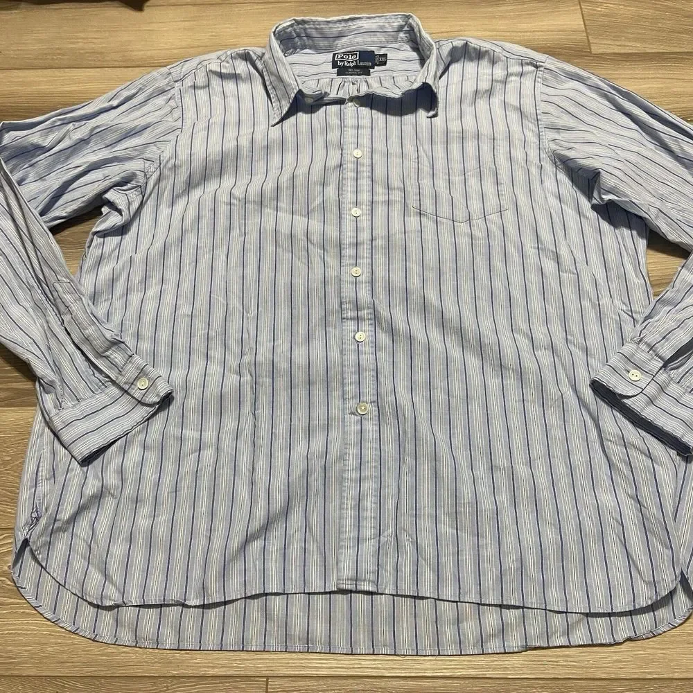 VTG Polo Ralph Lauren Shirt Mens 2XL XXL Blue Nelson Classic‎ Button Up Casual